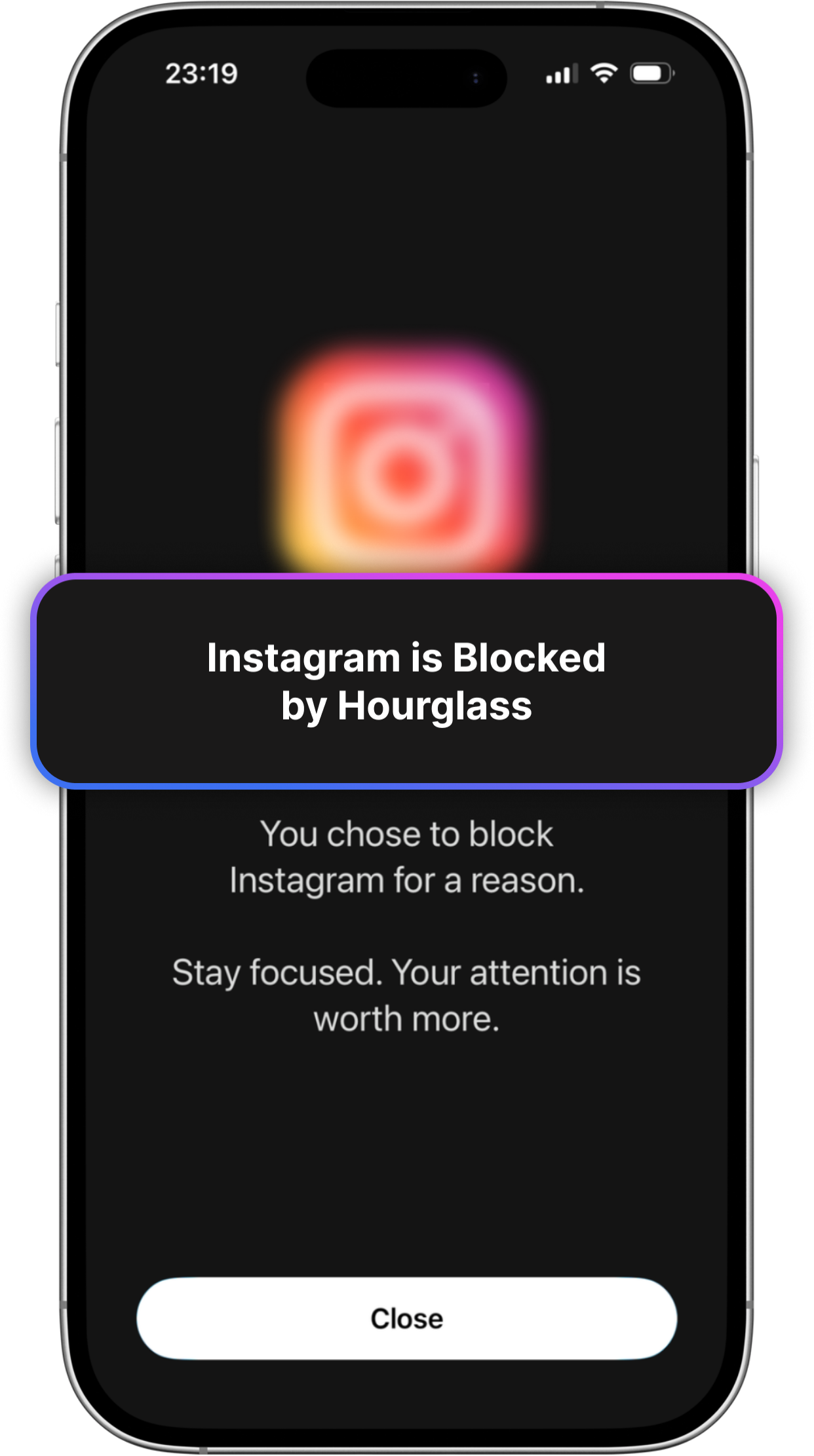 Focus session alert on phone screen